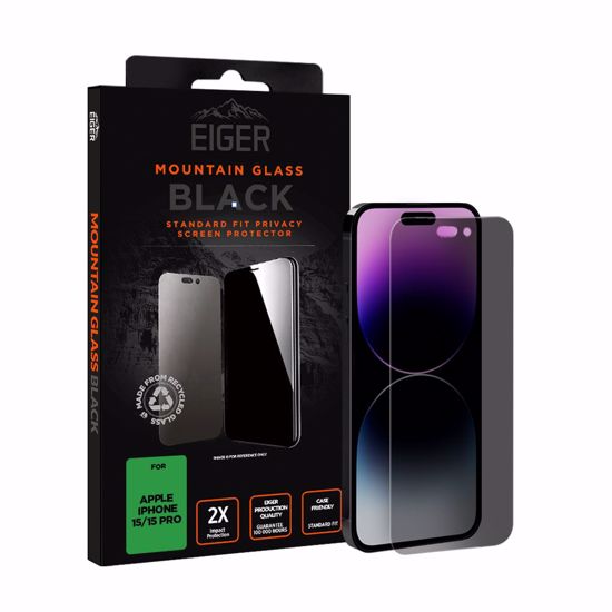 Picture of Eiger Eiger Mountain Black Privacy Screen Protector GRS for Apple iPhone 16/15/15 Pro